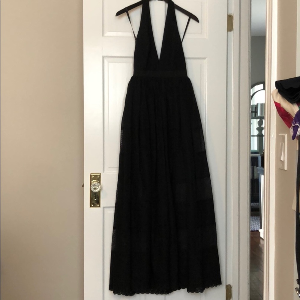 Long black lace dress